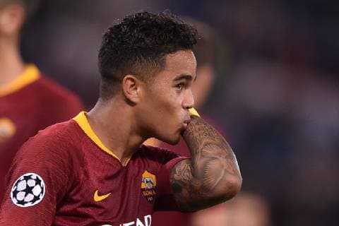 Sport Bilder des Tages Esultanza dopo il gol di Justin Kluivert Roma. Goal celebration. Roma 01-10-2018 Stadio Olimpico Football Calcio UEFA Champions League 2018 2019 AS Roma - FC Viktoria Plzen Foto Antonietta Baldassarre Insidefoto AntoniettaxBaldassarre