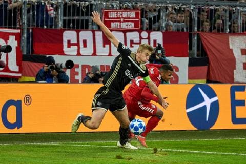 Muenchen Germany 02 10 2018 UEFA Champions League 2018 19 Season Preliminary Group E Match 02 FC Bayern Muenchen Ajax Amsterdam Matthijs de Ligt Ajax and Serge Gnabry FCB in DeFodi501