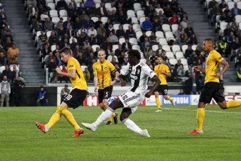 October 2, 2018 - Turin, Italy - Juventus forward Moise Kean (18) shoots the ball during the Uefa Champions League Group Stage football match n.2 JUVENTUS - YOUNG BOYS on 02 10 2018 at the Allianz Stadium in Turin, Italy. Juventus v BSC Young Boys - UEFA Champions League Group H  - ZUMAn230 20181002_zaa_n230_348 Copyright: xMatteoxBottanellix