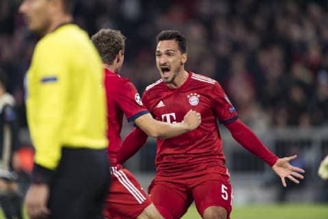 Soccer Champions League Match FC Bayern Munich vs Ajax Amsterdam Allianz Arena Muenchen 02 10 2018 Pictured Torjubel Matts Hummels Â