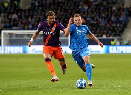 Germany Sinsheim WIRSOL Rhein Neckar Arena 02 10 2018 Soccer UEFA Champions League TSG Hoffenheim Manchester City Bild v lk Kyle Walker Manchester City 2 and Pavel Kaderábek TSG 1899 Hoffenheim 3 Copyright: HMBxMedia xHeikoxBecker