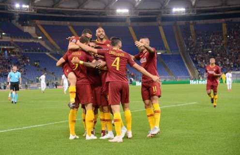 October 2, 2018 - Rome, Italy - Edin Dzeko celebrates after scoring goal 1-0 during the UEFA Champions League match group G between AS Roma and Viktoria Plzen at the Olympic stadium on october 02, 2018 in Rome, Italy. AS Roma v Viktoria Plzen - UEFA Champions League Group G  - ZUMAn230 20181002_zaa_n230_463 Copyright: xSilviaxLorex
