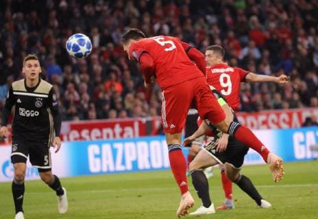 Champions League Match FC Bayern Munich Ajax Amsterdam 1 1 Mats Hummels header scored the 1 0 for FC Bayern DFL regulations prohibit any use of photographs as Munich Bayern Germany Allianz Arena
