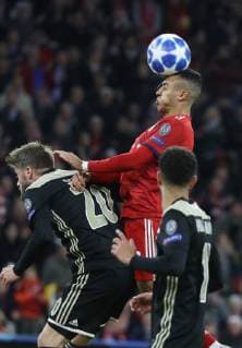 Champions League Match FC Bayern Munich Ajax Amsterdam 1 1 Thiago left header Lasse Beautiful DFL regulations prohibit any use of images Munich Bayern Germany Allianz Arena