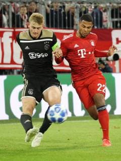 Champions League Match FC Bayern Munich Ajax Amsterdam 1 1 Matthijs de Ligt and Serge Gnabry DFL regulations prohibit any use of images Munich Bayern Germany Allianz Arena