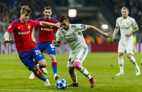 Partido de la Champions League entre el CSKA de Moscu y el Real Madrid. En la imagen, Bijol y Ceballos.Champions League match between CSKA Moscow and Real Madrid. In this picture, Bijol and Ceballos. 
