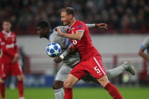 Football Champions League Season 2018 2019 03 10 2018 2 Gameday Lokomotiv Moscow FC Schalke 04 v L Breel EMBOLO FC Schalke 04 Benedikt Höwedes Lokomotiv Moscow Moscow RZD Arena Russia