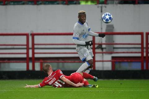 Football Champions League Season 2018 2019 03 10 2018 2 Gameday Lokomotiv Moscow FC Schalke 04 v l Vladislav Ignatjev Lokomotiv Moscow Hamza Mendyl FC Schalke 04 Moscow RZD Arena Russia