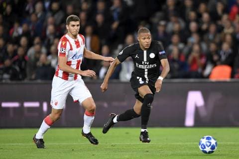 Fußball, CL, Paris Saint Germain - Roter Stern Belgrad 07 KYLIAN MBAPPE (PSG) FOOTBALL : Paris SG vs Etoile Rouge de Belgrade- Ligue des Champions - 03 10 2018 AnthonyBIBARD FEP Panoramic 