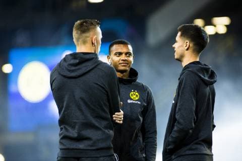 UEFA CL Borussia Dortmund vs AS Monaco 03 10 2018 Signal Iduna Park Dortmund GER UEFA CL Borussia Dortmund vs AS Monaco UEFA REGULATIONS PROHIBIT ANY USE OF PHOTOGRAPH AS IMAGE SEQUENCES AND OR QUASI VIDEO pictured picture shows Marius Wolf Borussia Dortmund 27 in conversation with Julian Weigl Borussia Dortmund 33 and Manuel Akanji Borussia Dortmund 16 during the course inspection nordphotox xRauch nph00251
