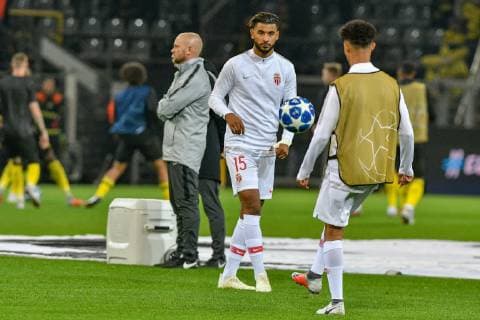 GER UEFA CL Borussia Dortmund vs AS Monaco 03 10 2018 Signal Iduna Park Dortmund GER UEFA CL Borussia Dortmund vs AS Monaco DFL regulations prohibit any use of images as image sequences and or quasi video in the picture Youssef Ait Bennasser 15 AS Monaco Sofiane Diop 36 AS Monaco when warming up nph Mauelshagen nph00321