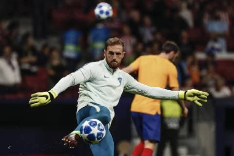 3rd October 2018, Wanda Metropolitano, Madrid, Spain; UEFA Champions League football, Atletico Madrid versus Club Brugge; Jan Oblak (Atletico de Madrid) Pre-match warm-up  ActionPlus12067638 ShotxforxPress