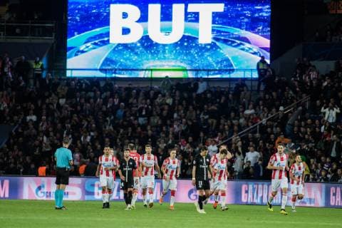 Red Star Belgrade goal during UEFA Champions League match between Paris Saint Germain and Red Star of Belgrade at the Parc des Princes, in Paris, France, October 3rd, 2018. .  Copyright: xAurelienxMorissardx