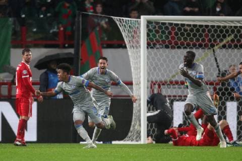 Football Champions League Season 2018 2019 03 10 2018 2 Gameday Lokomotiv Moscow FC Schalke 04 Weston McKennie FC Schalke 04 scored the 0-1 goal and cheered Moscow RZD Arena Russia