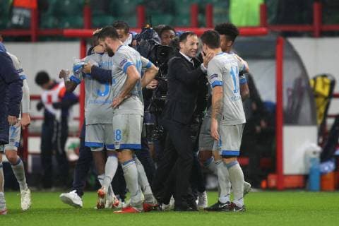Football Champions League Season 2018 2019 03 10 2018 2 Gameday Lokomotiv Moscow FC Schalke 04 v l Head coach Domenico TEDESCO FC Schalke 04 Yevhen KONOPLYANKA FC Schalke 04 Weston McKennie FC Schalke 04 Moscow RZD Arena Russia
