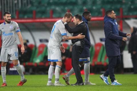 Football Champions League Season 2018 2019 03 10 2018 2 Gameday Lokomotiv Moscow FC Schalke 04 v l Head coach Domenico TEDESCO FC Schalke 04 Guido BURGSTALLER FC Schalke 04 Moscow RZD Arena Russia