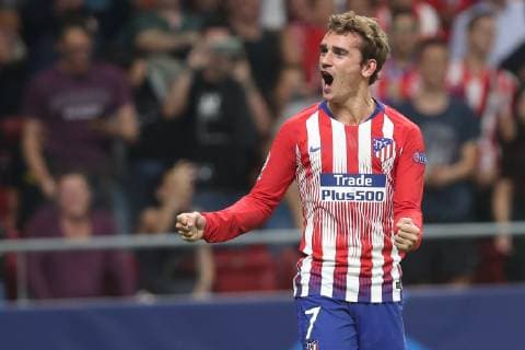 Atletico s Antoine Griezmann celebrates after scoring during the match between Belgian soccer team Club Brugge KV and Atletico Madrid, in group A on day two the UEFA Champions League, in Mardid, Spain, Wednesday 03 October 2018. BRUNOxFAHY  x05440147x