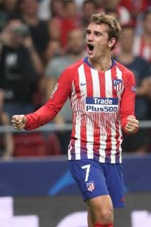 Atletico s Antoine Griezmann celebrates after scoring during the match between Belgian soccer team Club Brugge KV and Atletico Madrid, in group A on day two the UEFA Champions League, in Mardid, Spain, Wednesday 03 October 2018. BRUNOxFAHY  x05440148x