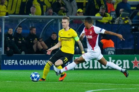 03 10 2018 xkvx Football UEFA Champions League Borussia Dortmund AS Monaco emspor v Marco Reus BVB Borussia Dortmund Benjamin Henrichs AS Monaco FC DFL DFB REGULATIONS PROHIBIT ANY USE OF PHOTOGRAPH as IMAGE SEQUENCES and or QUASI VIDEO Dortmund