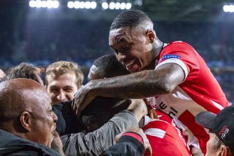 EINDHOVEN, Netherlands, 03-10-2018, football, Philips stadium, Champions league, season 2018 2019, PSV player Pablo Rosario celebrating the goal, during the match PSV - Inter Milan, PSV - Inter Milan  x2518102x