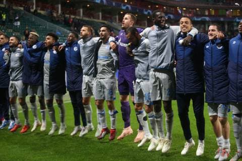 Football Champions League Season 2018 2019 03 10 2018 2 Gameday Lokomotiv Moscow FC Schalke 04 Team FC Schalke 04 celebrate Moscow RZD Arena Russia