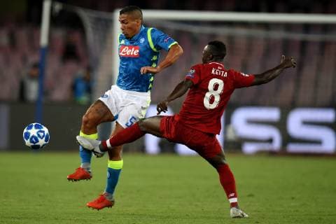 Allan of Napoli Naby Keita of Liverpool Napoli 03-10-2018 Stadio San Paolo Football Calcio Uefa Champions League 2018 2019 Group C Napoli - Liverpool Foto Andrea Staccioli Insidefoto AndreaxStaccioli