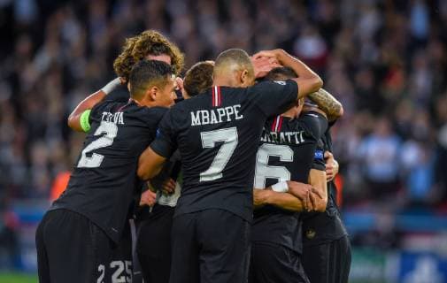 Joie des joueurs de l equipe PSG FOOTBALL : Paris Saint Germain vs Etoile Rouge Belgrade - Ligue des Champions - Paris - 03 10 2018 FedericoPestellini Panoramic 