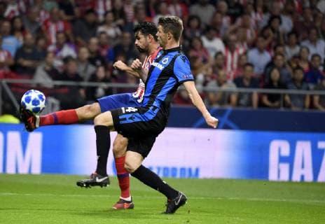 MADRID, SPAIN - OCTOBER 3 : Diego Costa of Atletico de Madrid and Brandon Mechele defender of Club Brugge pictured during the UEFA Champions League Group A stage match between Club Brugge and Atletico de Madrid at Estadio Metropolitano on October 3, 2018 in Madrid Spain , 03 10 2018 FOOTBALL : Ligue des champions - Group Stage - Groupe A - Atletico Madrid v Club Brugge - 03 10 2018 PHOTONEWS PANORAMIC  775218867