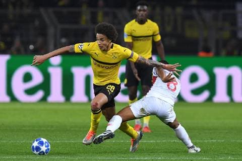 Football Champions League Group Stage 2 Gameday Borussia Dortmund AS Monaco on 03 10 2018 at Signal Iduna Park in Dortmund Axel Witsel Dortmund left Youri Tielemans Monaco right xRx