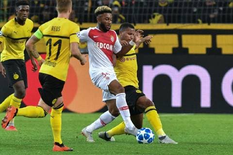 GER UEFA CL Borussia Dortmund vs AS Monaco 03 10 2018 Signal Iduna Park Dortmund GER UEFA CL Borussia Dortmund vs AS Monaco DFL regulations prohibit any use of images as image sequences and or quasi video in the picture v li in duel Moussa Sylla 34 AS Monaco Manuel Akanji 16 Borussia Dortmund nph Mauelshagen nph00321