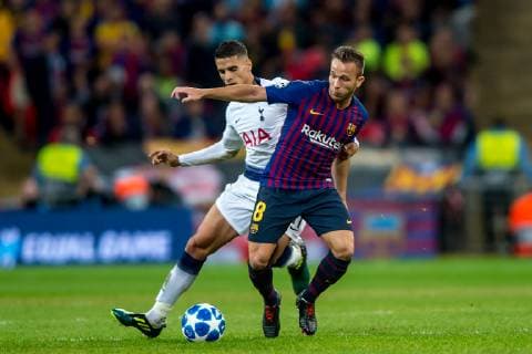 Arthur of Barcelona during the UEFA Champions League Group Stage match between Tottenham Hotspur and Barcelona at Wembley Stadium, London, England on 3 October 2018. Editorial use only, license required for commercial use. No use in betting, games or a single club league player publications. Copyright: xSalvioxCalabresex 21440016
