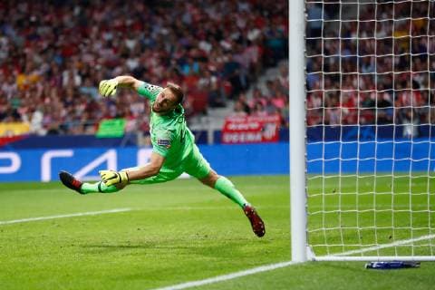 October 3, 2018 - Jan Oblak of Atletico de Madrid can not stop the shoot of Arnaut Groeneveld of Brugge during the UEFA Champions League football match between Atletico de Madrid and Club Brugge KV (C. Brujas) on October 03th, 2018 at Wanda Metropolitano stadium in Madrid, Spain. Soccer: Champions League - At. Madrid v Brugge KV - ZUMAa181 20181003_zaa_a181_164 Copyright: xAFP7x