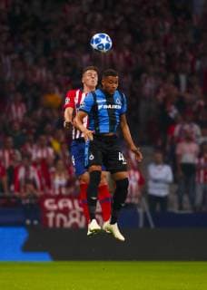 Santiago Arias or Atletico de Madrid and Arnaut Groeneveld or Club Brugge during the UEFA Champions League 2018 19 match between Atletico de Madrid and Club Brugge at Wanda Metropolitano Stadium in Madrid on October 3, 2018 Photo by Guille M Cordon Press  xGuillermoxMartinezx xUEFAxChampionsxLeaguex2018 19:xAtleticoxdexMadridxvsxClubxBruggex