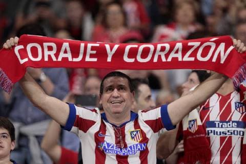 Atletico de Madrid s supporter during UEFA Champions League match between Atletico de Madrid and Club Brugge at Wanda Metropolitano Stadium in Madrid, Spain. October 03, 2018.  (201810030009)
