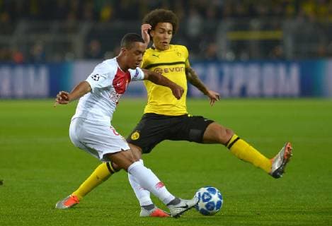 Dortmund Germany 03 10 2018 UEFA Champions League 2018 19 Season Preliminary Round Group Stage Group A 2 Matchday BV Borussia Dortmund AS Monaco Youri Tielemans Monaco and Axel Witsel BVB in the fight DeFodi521