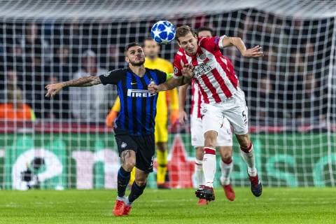 EINDHOVEN, Netherlands, 03-10-2018, football, Philips stadium, Champions league, season 2018 2019, Inter Milan player Mauro Icardi (L), PSV player Daniel Schwaab (R), during the match PSV - Inter Milan, PSV - Inter Milan x2518545x