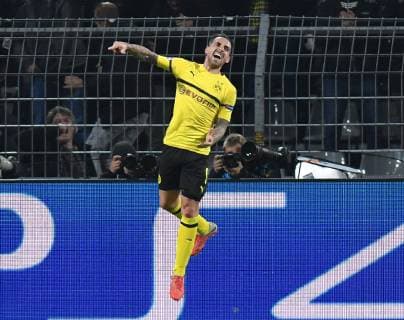 03 10 2018 Football UEFA Champions League Season 2018 2019 Preliminary Round 2 Gameday Borussia Dortmund AS Monaco A cheer from Paco Alcacer Borussia Dortmund after 2 0 Team2