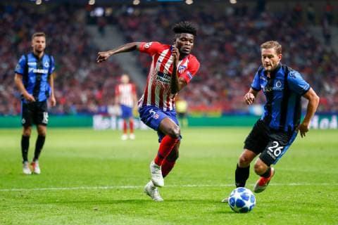 October 3, 2018 - Thomas Partey of Atletico de Madrid during the UEFA Champions League football match between Atletico de Madrid and Club Brugge KV (C. Brujas) on October 03th, 2018 at Wanda Metropolitano stadium in Madrid, Spain. Soccer: Champions League - At. Madrid v Brugge KV - ZUMAa181 20181003_zaa_a181_203 Copyright: xAFP7x