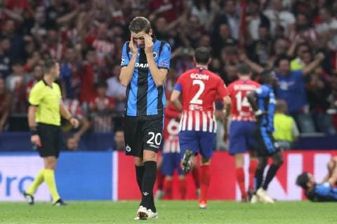Club s Hans Vanaken looks dejected during the match between Belgian soccer team Club Brugge KV and Atletico Madrid, in group A on day two the UEFA Champions League, in Mardid, Spain, Wednesday 03 October 2018. BRUNOxFAHY  x05440309x