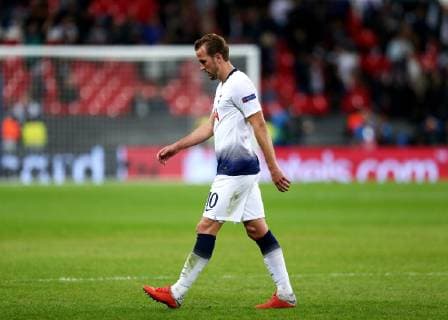 3rd October 2018, Wembley Stadium, London England; UEFA Champions League football, Tottenham Hotspur versus Barcelona; Harry Kane of Tottenham Hotspur walks off the pitch after the final whistle in disappointed after Barcelona beat Tottenham Hotspur 2-4 at Wembley Stadium  ActionPlus12067686 JohnxPatrickxFletcher