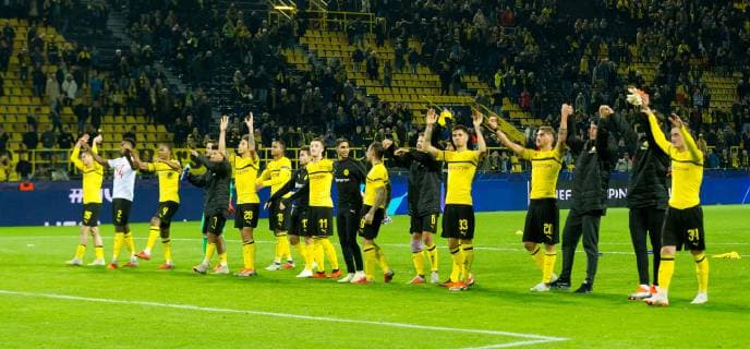 Dortmund Germany 03 10 2018 UEFA Champions League 2018 19 Season Preliminary Round Group Stage Group A 2 Matchday BV Borussia Dortmund AS Monaco Final Celebration Dortmund DeFodi053