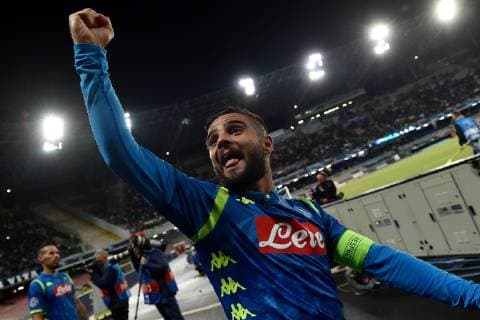 Lorenzo Insigne of Napoli celebrates at the end of the match Esultanza a fine partita Napoli 03-10-2018 Stadio San Paolo Football Calcio Uefa Champions League 2018 2019 Group C Napoli - Liverpool Foto Andrea Staccioli Insidefoto AndreaxStaccioli