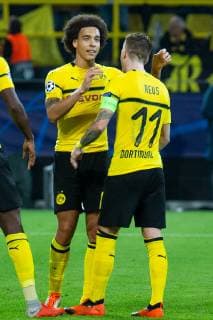03 10 2018 xkvx Football UEFA Champions League Borussia Dortmund AS Monaco emspor v l Goal celebration Goal celebration celebrate the goal to 3 0 by Marco Reus BVB Borussia Dortmund with the team DFL DFB REGULATIONS PROHIBIT ANY USE OF PHOTOGRAPH as IMAGE SEQUENCES and or QUASI VIDEO Dortmund