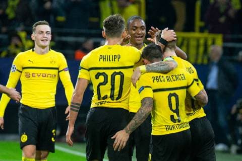 03 10 2018 xkvx Football UEFA Champions League Borussia Dortmund AS Monaco emspor v l Goal celebration Goal celebration celebrate the goal to 3 0 by Marco Reus BVB Borussia Dortmund with the team DFL DFB REGULATIONS PROHIBIT ANY USE OF PHOTOGRAPH as IMAGE SEQUENCES and or QUASI VIDEO Dortmund