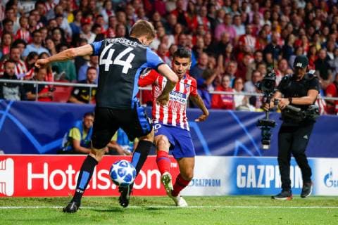 October 3, 2018 - Correa of Atletico de Madrid and Brandon Mechele of Brugge during the UEFA Champions League football match between Atletico de Madrid and Club Brugge KV (C. Brujas) on October 03th, 2018 at Wanda Metropolitano stadium in Madrid, Spain. Soccer: Champions League - At. Madrid v Brugge KV - ZUMAa181 20181003_zaa_a181_224 Copyright: xAFP7x