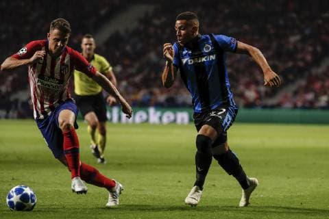 3rd October 2018, Wanda Metropolitano, Madrid, Spain; UEFA Champions League football, Atletico Madrid versus Club Brugge; Arnaut Danjuma (Club Brugge KV) drives forward on the ball  ActionPlus12067729 ShotxforxPress
