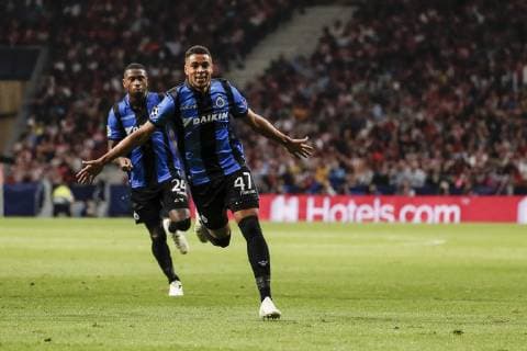 3rd October 2018, Wanda Metropolitano, Madrid, Spain; UEFA Champions League football, Atletico Madrid versus Club Brugge; Arnaut Danjuma (Club Brugge KV) celebrates his goal which made it 1-1  ActionPlus12067733 ShotxforxPress