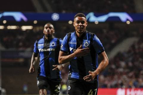 3rd October 2018, Wanda Metropolitano, Madrid, Spain; UEFA Champions League football, Atletico Madrid versus Club Brugge; Arnaut Danjuma (Club Brugge KV) celebrates his goal which made it 1-1  ActionPlus12067736 ShotxforxPress
