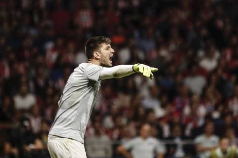 3rd October 2018, Wanda Metropolitano, Madrid, Spain; UEFA Champions League football, Atletico Madrid versus Club Brugge; Karlo Letica (Club Brugge KV) gives instructions to his defense  ActionPlus12067751 ShotxforxPress