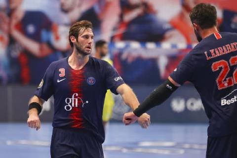 Joie Uwe Gensheimer (PSG) HANDBALL : Paris Saint Germain vs Pontault Combault - Lidl Starligue - 03 10 2018 GwendolineLeGoff Panoramic 